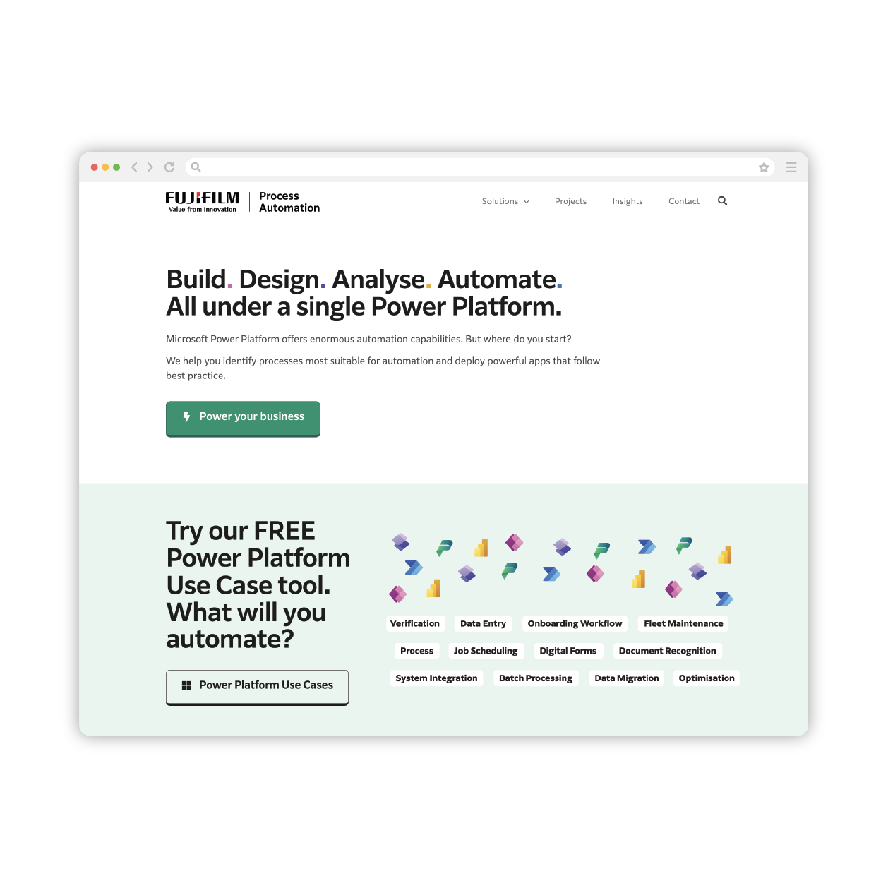 FUJIFILM Power Platform page