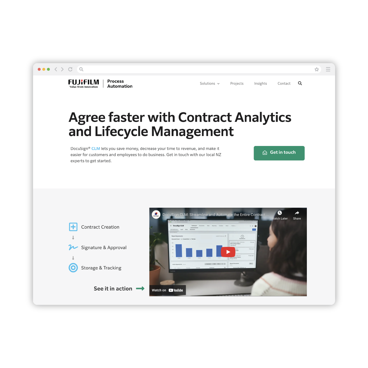 FUJIFILM Contract lifecycle page